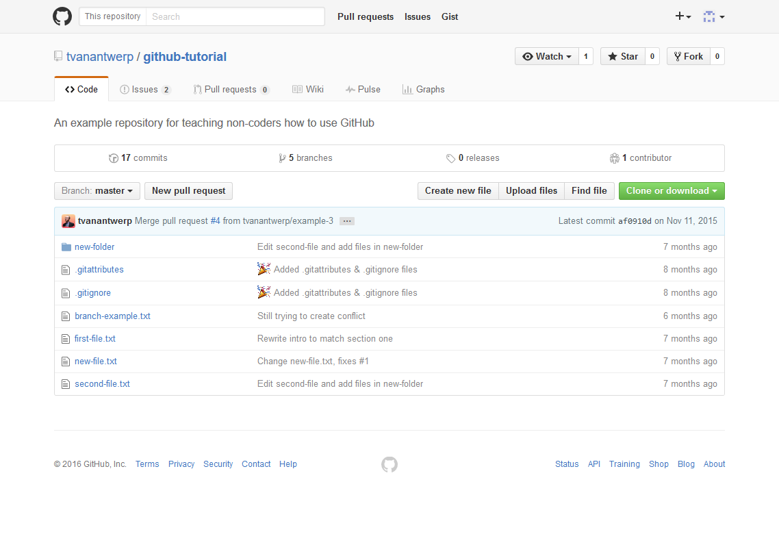 Example repo on GitHub